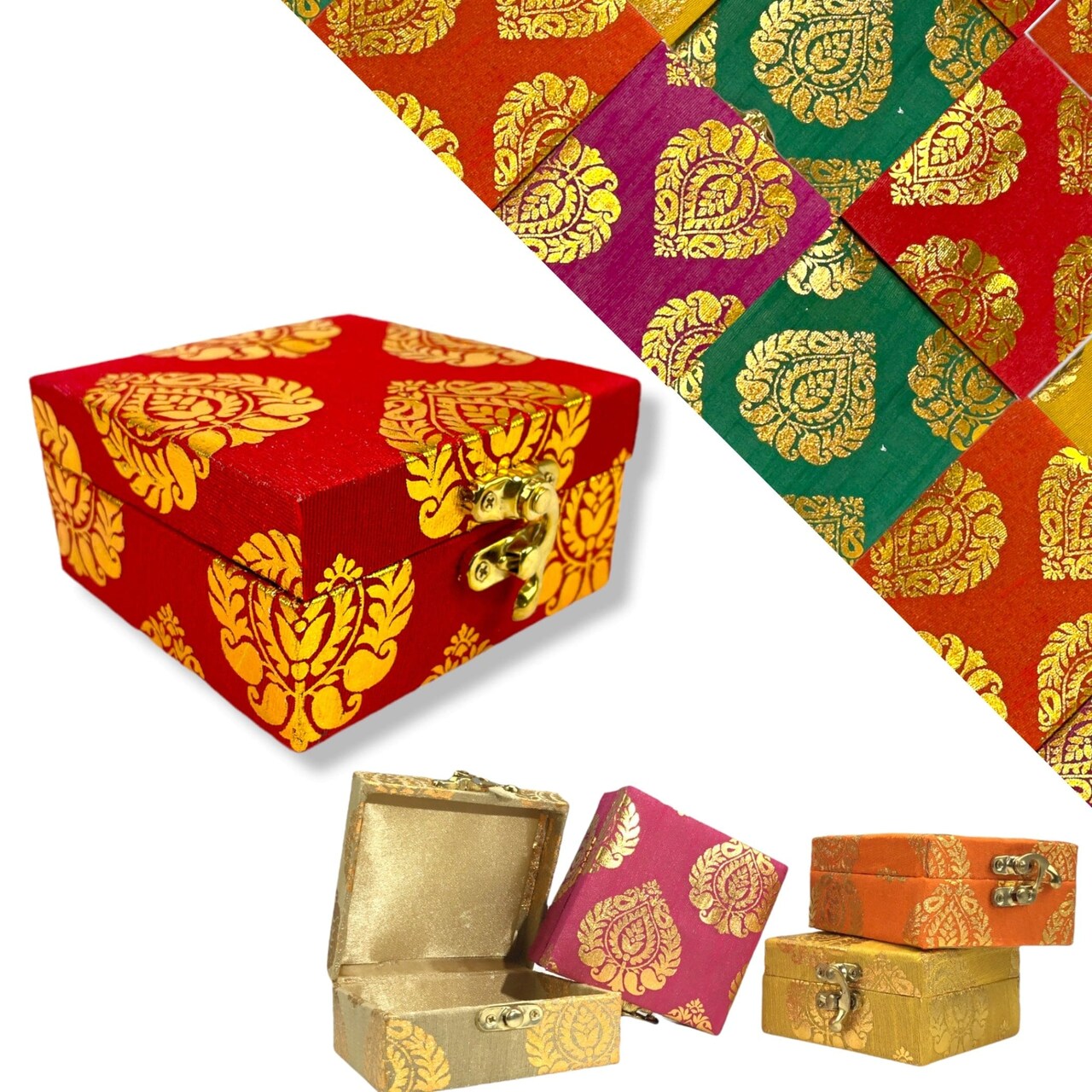 Small Handmade Jewelry Box Brocade Gift Boxes Favor for Indian Pakistani Punjabi Wedding, Nikah Favor, Mehndi Favors, for Girls